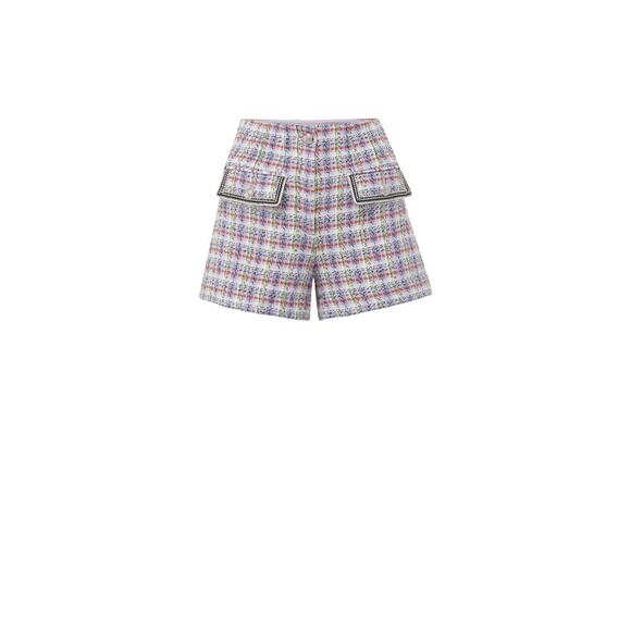 Veronica Beard Inara lavender lilac multi plaid tweed shorts size 2 - Picture 10 of 14